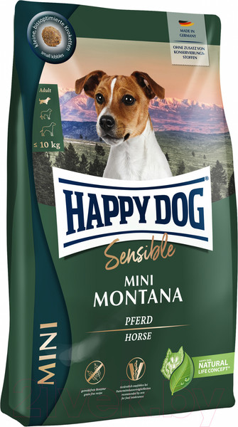 Изображение товара Сухой корм для собак Happy Dog Mini Montana 24/12 конина, картофель / 61248 (4кг)