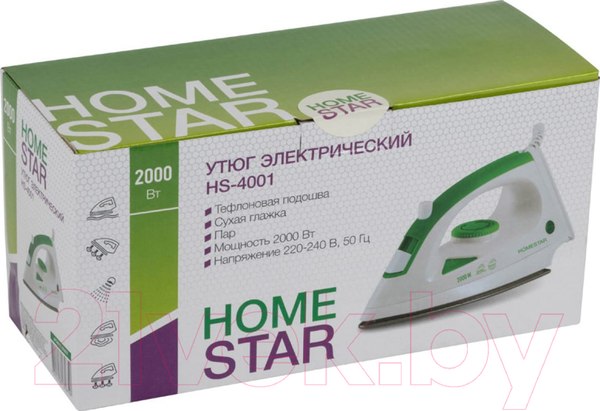 Изображение товара Утюг HomeStar HS-4001 / 004837 (белый/зеленый)