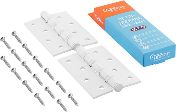 Изображение товара Петля дверная Нора-М 4-4ВВ FHP-STD 100x70x2.5 универсальная (белый)