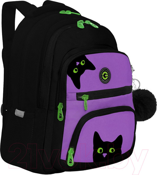 Изображение товара Школьный рюкзак Grizzly RG-362-4 (черный/лавандовый)