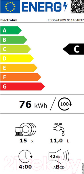 Изображение товара Посудомоечная машина Electrolux EEG69420W