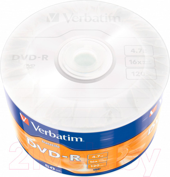 Изображение товара Набор дисков DVD-R Verbatim 16x 4.7Гб DL / 43791 (50шт)