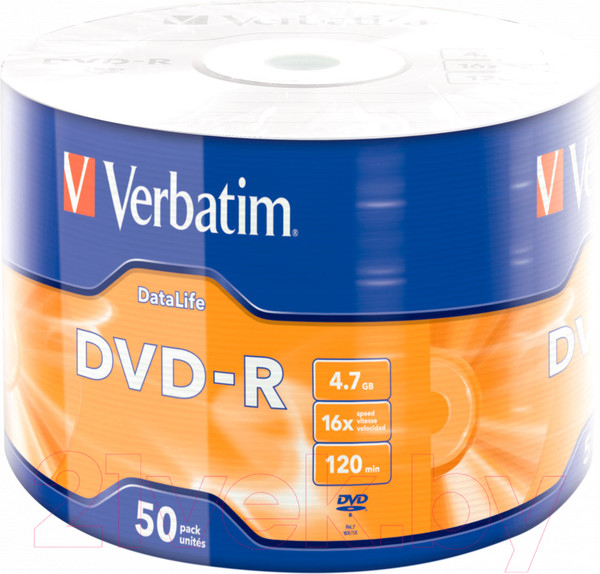 Изображение товара Набор дисков DVD-R Verbatim 16x 4.7Гб DL / 43791 (50шт)