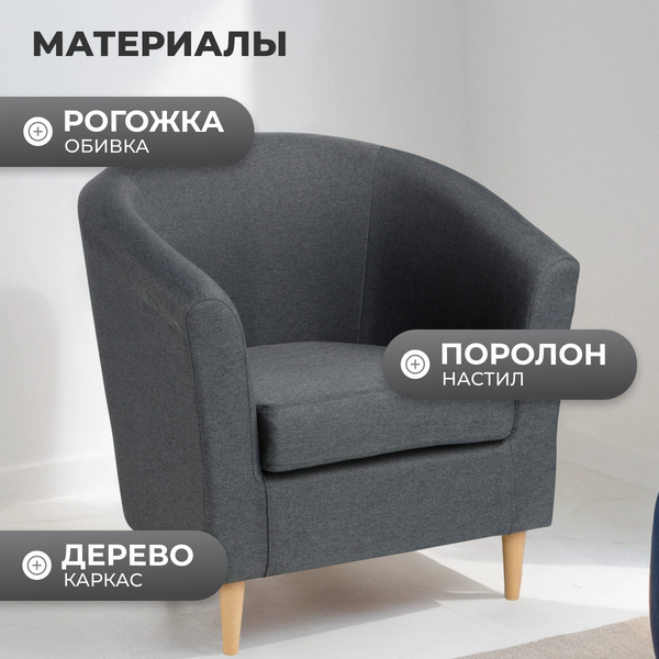 Изображение товара Кресло мягкое Mio Tesoro Тунне (Dark Grey)