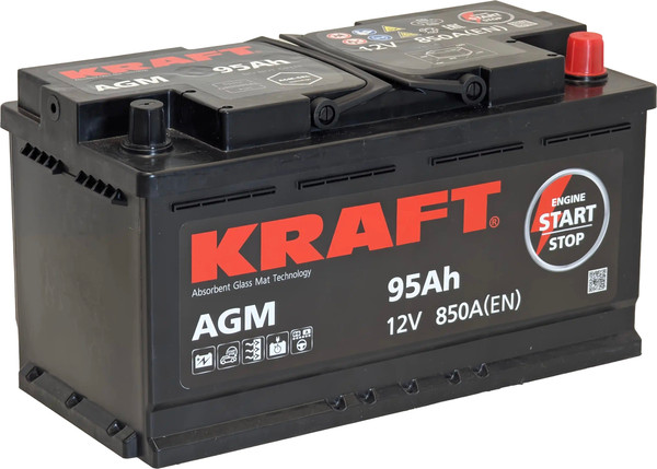 Изображение товара Автомобильный аккумулятор KrafT AGM 95 R / AGM-L5 (95 А/ч)