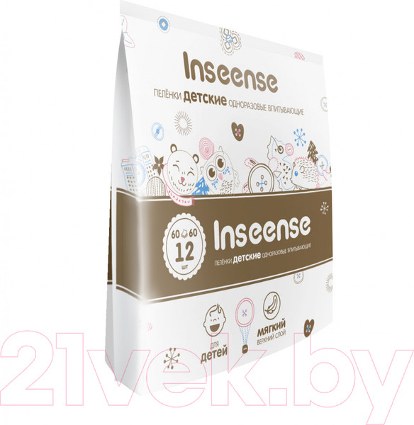 Изображение товара Набор пеленок одноразовых детских Inseense 60x60 (12шт)