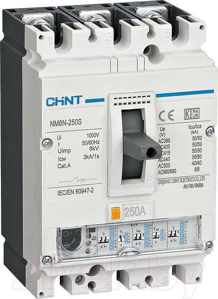 Изображение товара Выключатель автоматический Chint 3п 250А 50кА NM8N-250S EN / 271335