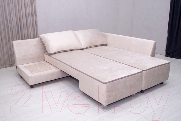 Изображение товара Диван угловой Петрамебель Оскар левый (велюр бежевый/сохо 02 темно-бежевый)