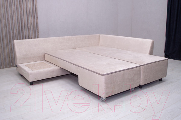 Изображение товара Диван угловой Петрамебель Оскар левый (велюр бежевый/сохо 02 темно-бежевый)