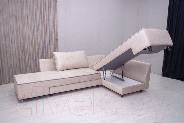 Изображение товара Диван угловой Петрамебель Оскар левый (велюр бежевый/сохо 02 темно-бежевый)