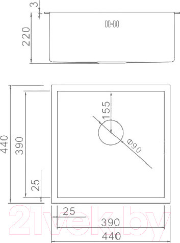 Изображение товара Мойка кухонная Wisent WS34444B (с сифоном GER013)