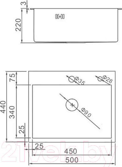Изображение товара Мойка кухонная Wisent WS35044B (с сифоном GER013)