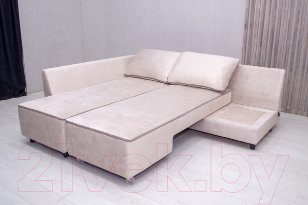 Изображение товара Диван угловой Петрамебель Оскар правый (велюр бежевый/сохо 02 темно-бежевый)