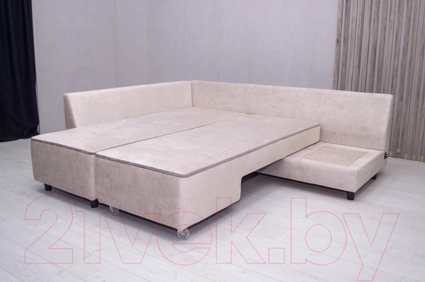 Изображение товара Диван угловой Петрамебель Оскар правый (велюр бежевый/сохо 02 темно-бежевый)