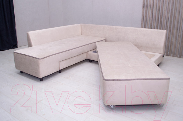 Изображение товара Диван угловой Петрамебель Оскар правый (велюр бежевый/сохо 02 темно-бежевый)