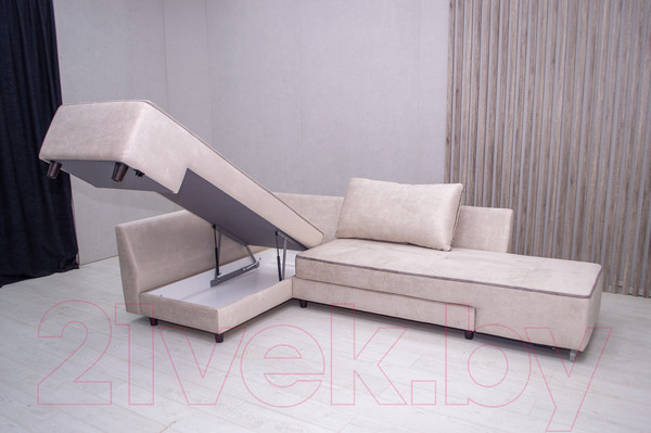 Изображение товара Диван угловой Петрамебель Оскар правый (велюр бежевый/сохо 02 темно-бежевый)