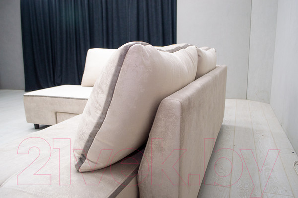 Изображение товара Диван угловой Петрамебель Оскар правый (велюр бежевый/сохо 02 темно-бежевый)