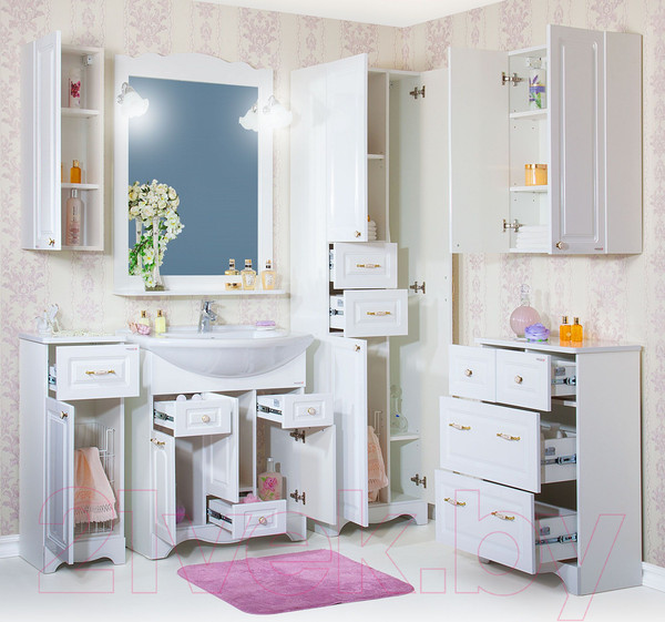 Изображение товара Шкаф-пенал для ванной Бриклаер Анна 52 (белый глянец)