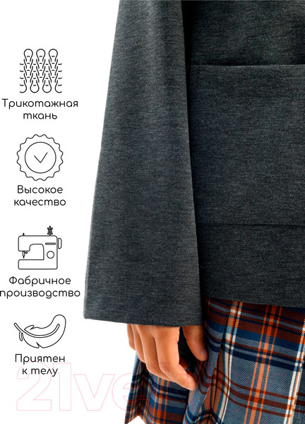 Изображение товара Пиджак детский Amarobaby Study Lass / AB-OD23-SL3002/11-134 (серый, р.134)