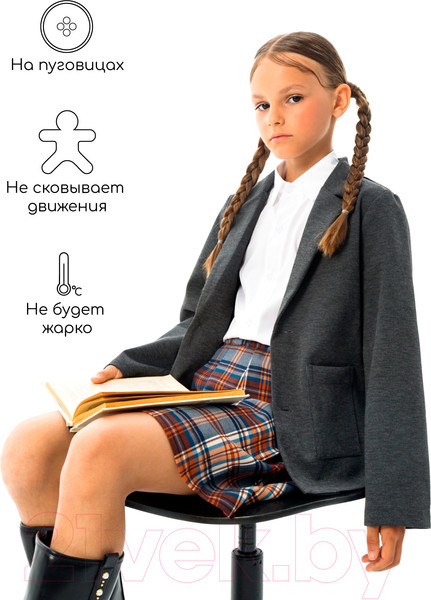Изображение товара Пиджак детский Amarobaby Study Lass / AB-OD23-SL3002/11-134 (серый, р.134)