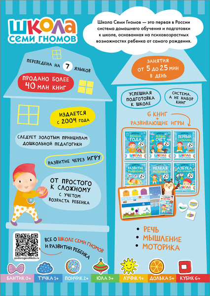 Изображение товара Набор развивающих книг Мозаика-Синтез Школа Семи Гномов. Базовый курс 2+ / МС13217