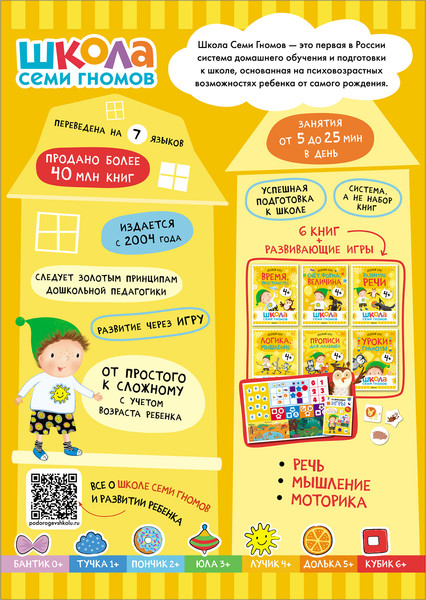 Изображение товара Набор развивающих книг Мозаика-Синтез Школа Семи Гномов. Базовый курс 4+ / МС13219