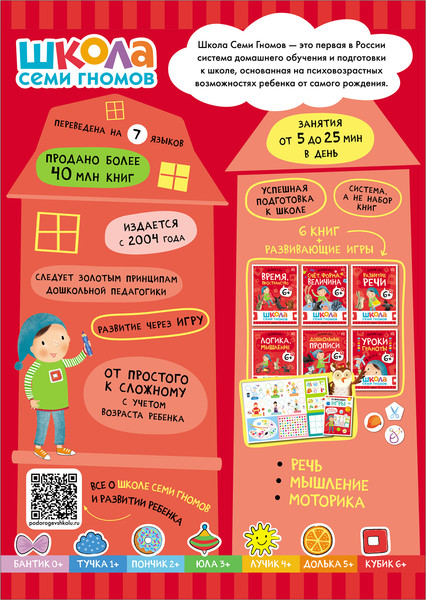 Изображение товара Набор развивающих книг Мозаика-Синтез Школа Семи Гномов. Базовый курс 6+ / МС13221