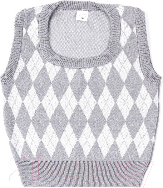 Изображение товара Жилет детский Amarobaby Knit Romb / AB-OD23-KNIT10R/1100-146 (серый/белый, р.146)