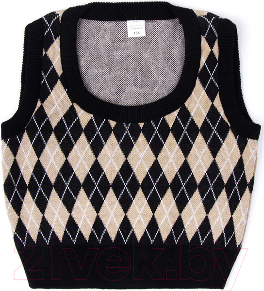 Изображение товара Жилет детский Amarobaby Knit Romb / AB-OD23-KNIT10R/0903-140 (черный/бежевый, р.140)