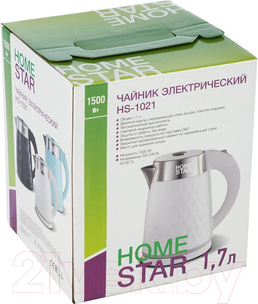 Изображение товара Электрочайник HomeStar HS-1021 (белый)