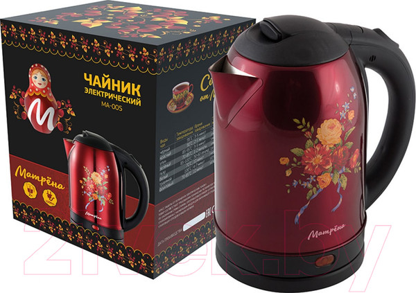 Изображение товара Электрочайник Матрена МА-005 / 005413 (красный/хохлома)