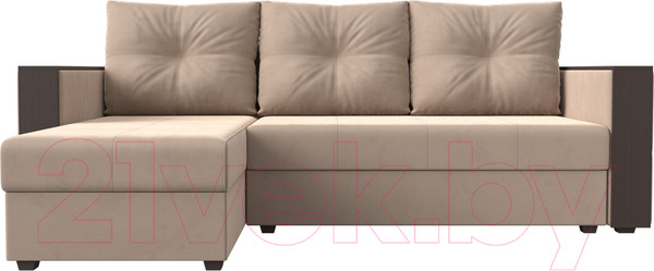Изображение товара Диван угловой Лига Диванов Валенсия Лайт левый (велюр бежевый)