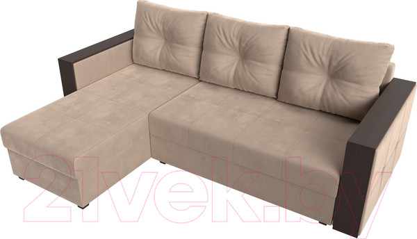 Изображение товара Диван угловой Лига Диванов Валенсия Лайт левый (велюр бежевый)