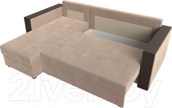 Изображение товара Диван угловой Лига Диванов Валенсия Лайт левый (велюр бежевый)