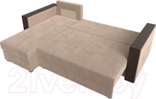 Изображение товара Диван угловой Лига Диванов Валенсия Лайт левый (велюр бежевый)