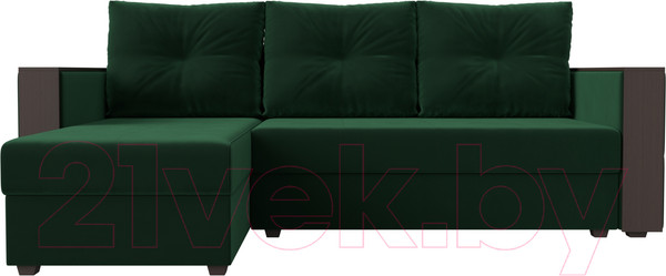 Изображение товара Диван угловой Лига Диванов Валенсия Лайт левый (велюр зеленый)