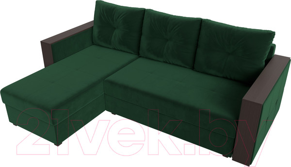 Изображение товара Диван угловой Лига Диванов Валенсия Лайт левый (велюр зеленый)