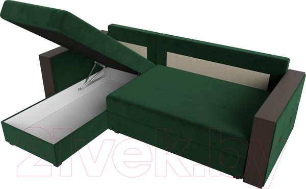 Изображение товара Диван угловой Лига Диванов Валенсия Лайт левый (велюр зеленый)