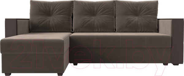Изображение товара Диван угловой Лига Диванов Валенсия Лайт левый (велюр коричневый)