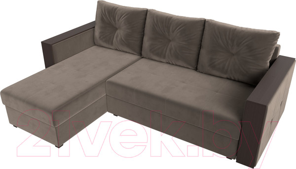 Изображение товара Диван угловой Лига Диванов Валенсия Лайт левый (велюр коричневый)