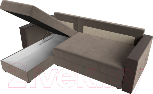 Изображение товара Диван угловой Лига Диванов Валенсия Лайт левый (велюр коричневый)