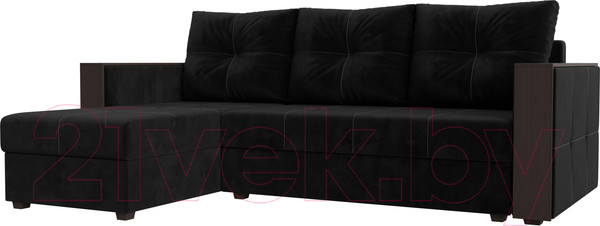Изображение товара Диван угловой Лига Диванов Валенсия Лайт левый (велюр черный)