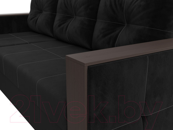 Изображение товара Диван угловой Лига Диванов Валенсия Лайт левый (велюр черный)