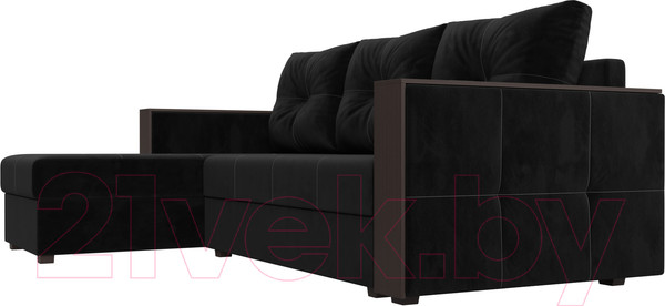 Изображение товара Диван угловой Лига Диванов Валенсия Лайт левый (велюр черный)