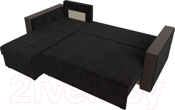 Изображение товара Диван угловой Лига Диванов Валенсия Лайт левый (велюр черный)