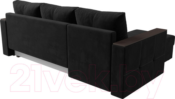 Изображение товара Диван угловой Лига Диванов Валенсия Лайт левый (велюр черный)