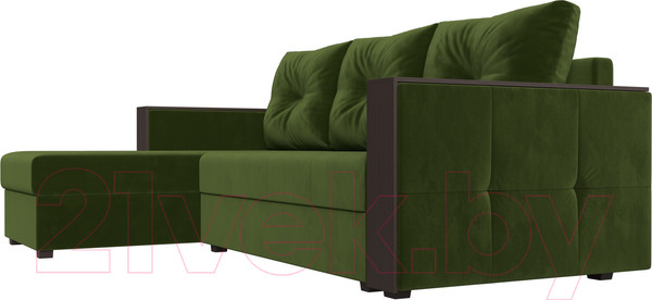 Изображение товара Диван угловой Лига Диванов Валенсия Лайт левый (микровельвет зеленый)