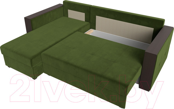 Изображение товара Диван угловой Лига Диванов Валенсия Лайт левый (микровельвет зеленый)