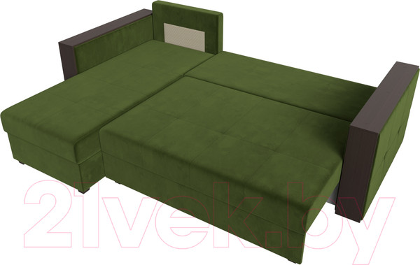 Изображение товара Диван угловой Лига Диванов Валенсия Лайт левый (микровельвет зеленый)