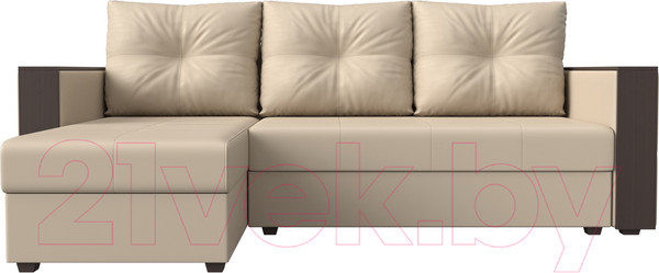 Изображение товара Диван угловой Лига Диванов Валенсия Лайт левый (экокожа бежевый)